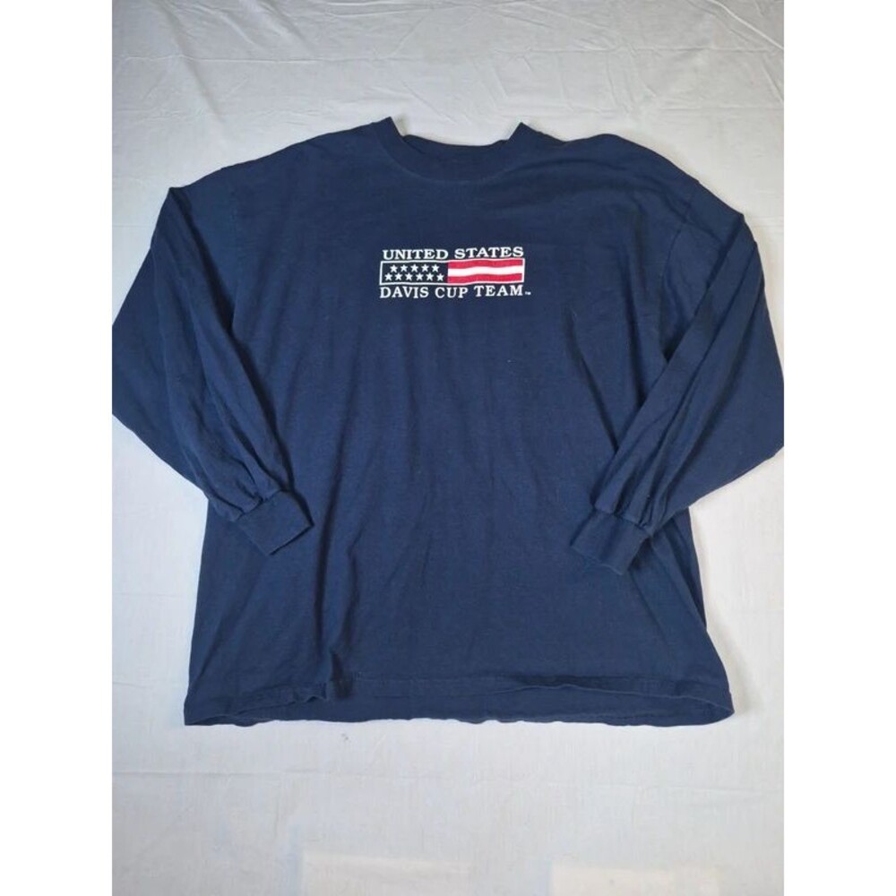 USTA United States Davis Cup Team Shirt Mens Size XXL Blue Long Sleeve